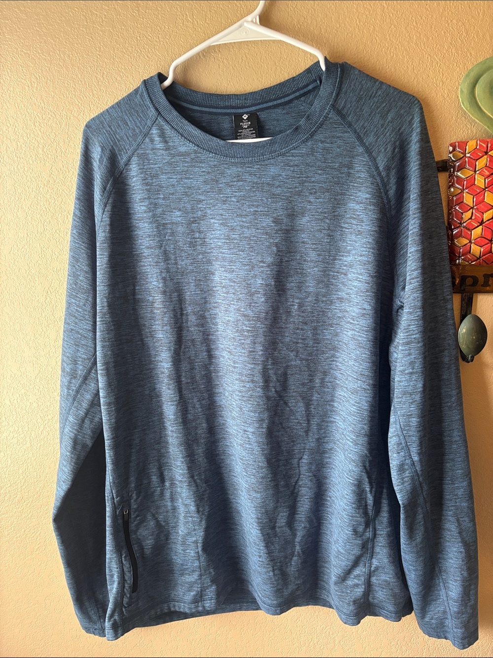 Men's Long Sleeve Heather Blue Performance Pullover